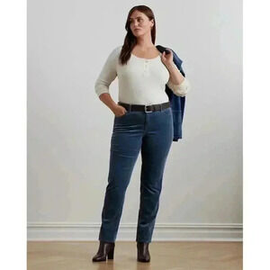 Stretch Corduroy Mid-Rise Straight Leg Pant $145 LRL Size 14